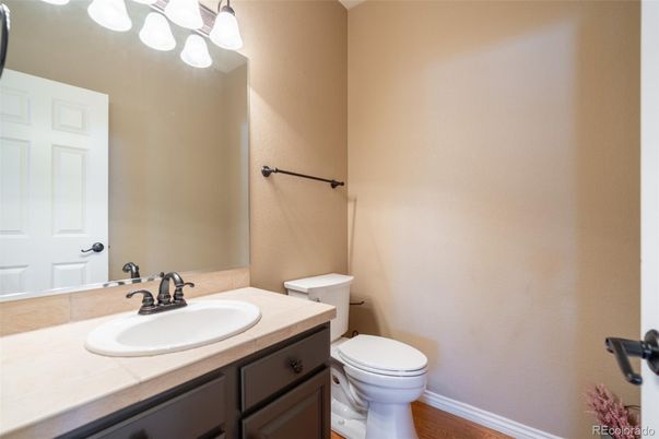 Bathroom, Interior, Tile Countertops, Wood Texture Flooring