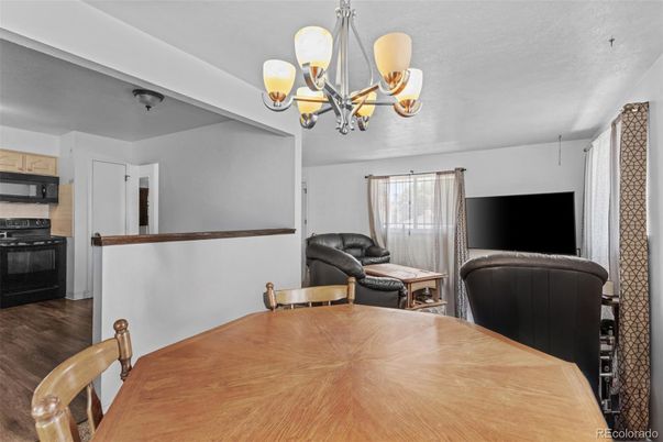 Chandelier, Dining room, Interior, Wood Texture Flooring