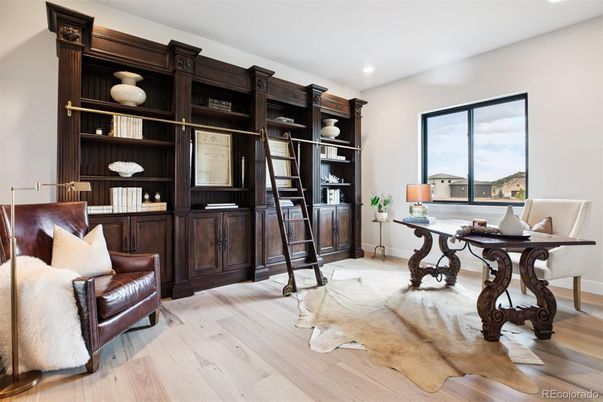 Home Office, Interior, Recessed Lighting, Wood Texture Flooring