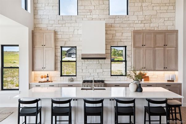 Interior, Kitchen, Stone Walls, Wood Texture Flooring