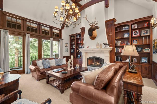 Chandelier, Fireplace, Interior, Living room