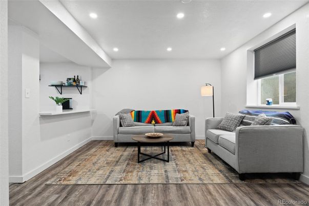 Interior, Living room, Recessed Lighting, Wood Texture Flooring