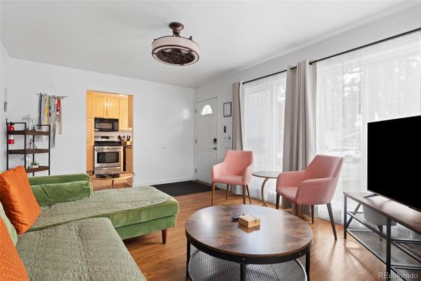 Interior, Kitchen, Living room, Stainless Steel Appliances, Wood Texture Flooring
