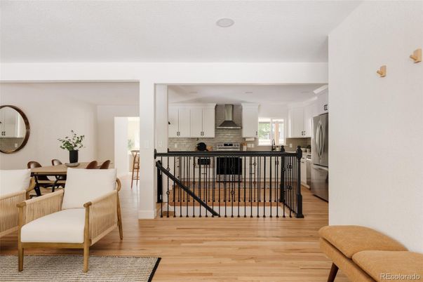 Dining room, Interior, Kitchen, Stainless Steel Appliances, Wood Texture Flooring
