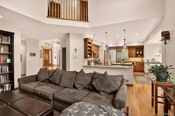 Interior, Kitchen, Living room, Pendant Lights, Recessed Lighting, Stainless Steel Appliances, Wood Texture Flooring