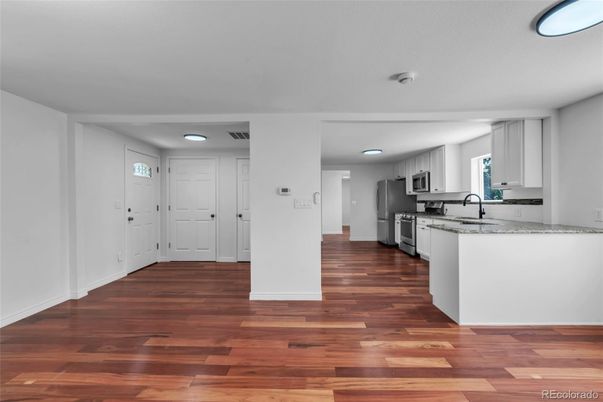 Interior, Kitchen, Recessed Lighting, Wood Texture Flooring