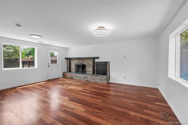 Empty room, Fireplace, Interior, Wood Texture Flooring