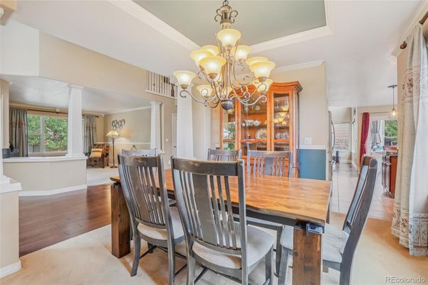 Chandelier, Dining room, Interior, Wood Texture Flooring