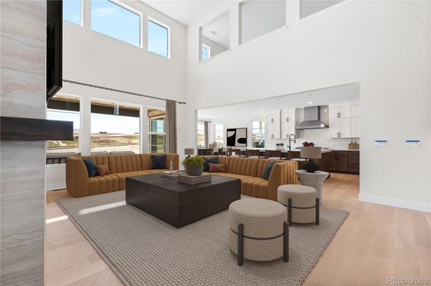 Interior, Kitchen, Living room, Recessed Lighting, Wood Texture Flooring