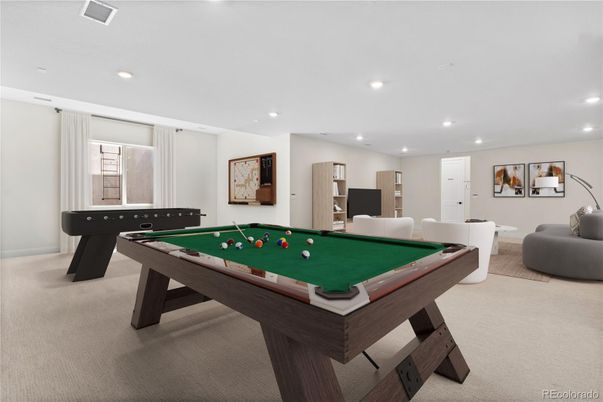 Billiard Table, Game Room, Interior, Recessed Lighting