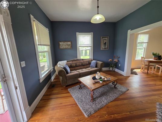 Dining room, Interior, Living room, Pendant Lights, Wood Texture Flooring