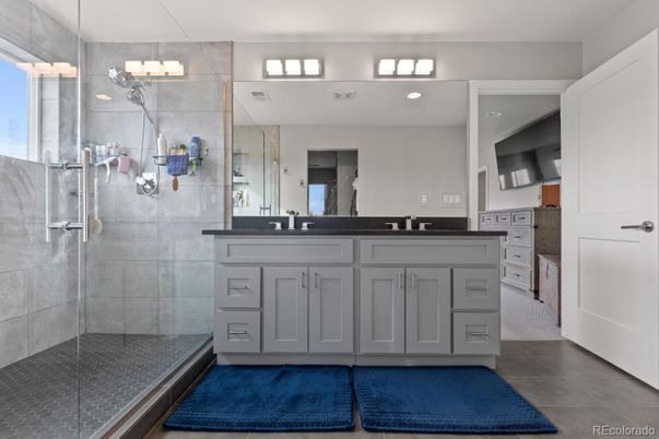 Bathroom, Dual Sink Vanities, Glass Shower, Interior