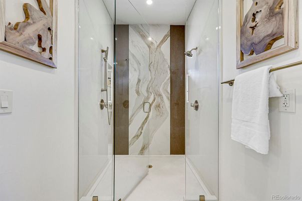 Bathroom, Glass Shower, Interior, Recessed Lighting