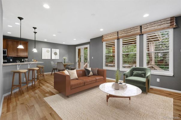 Dining room, Interior, Kitchen, Living room, Pendant Lights, Recessed Lighting, Wood Texture Flooring