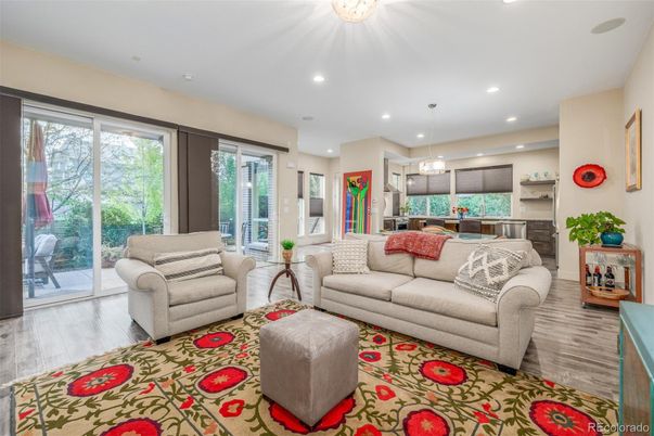 Interior, Living room, Pendant Lights, Recessed Lighting, Wood Texture Flooring