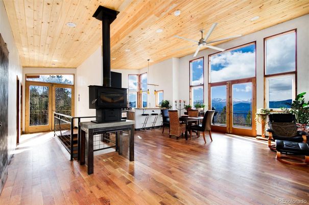 Dining room, Interior, Recessed Lighting, Wooden Ceilings, Wood Texture Flooring