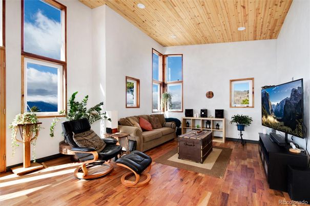 Interior, Living room, Recessed Lighting, Wooden Ceilings, Wood Texture Flooring