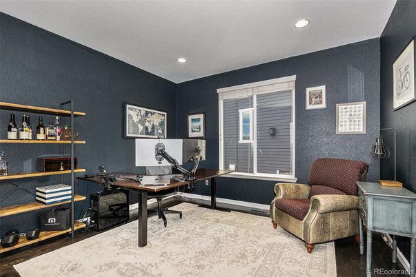 Home Office, Interior, Recessed Lighting, Wood Texture Flooring