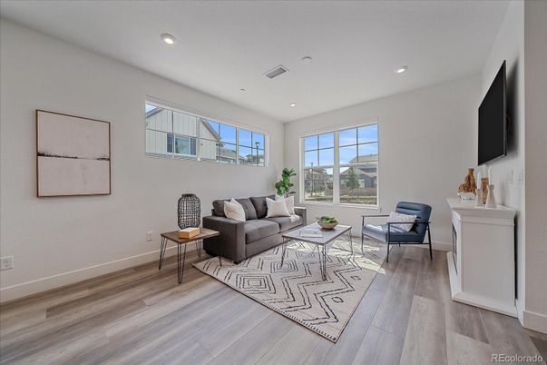 Interior, Living room, Recessed Lighting, Wood Texture Flooring