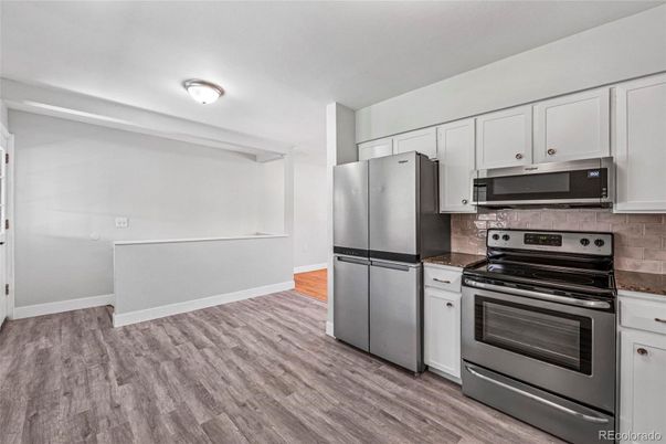 Interior, Kitchen, Stainless Steel Appliances, Wood Texture Flooring