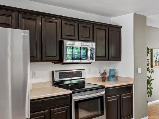 Interior, Kitchen, Stainless Steel Appliances, Wood Texture Flooring