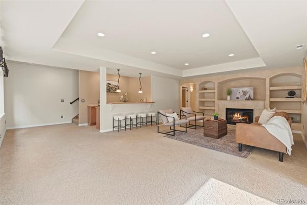 Fireplace, Interior, Living room, Pendant Lights, Recessed Lighting