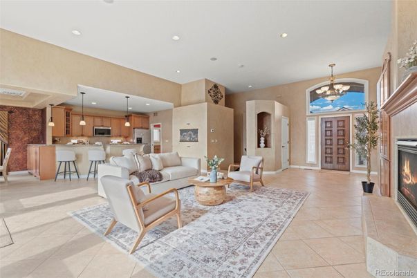 Fireplace, Interior, Kitchen, Living room, Pendant Lights, Recessed Lighting