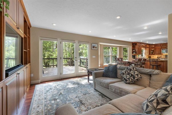 Dining room, Interior, Kitchen, Living room, Recessed Lighting, Wood Texture Flooring