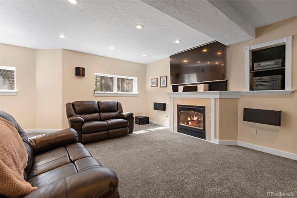 Fireplace, Interior, Living room, Recessed Lighting