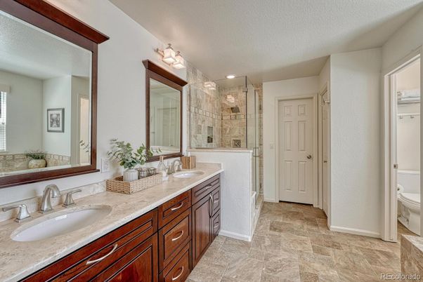 Bathroom, Dual Sink Vanities, Glass Shower, Interior, Recessed Lighting