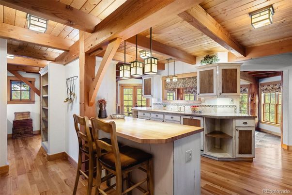 Interior, Kitchen, Pendant Lights, Wooden Beams, Wooden Ceilings, Wood Texture Flooring