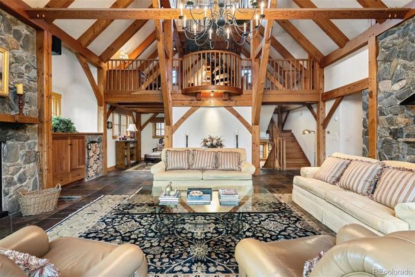 Chandelier, Interior, Living room, Stone Walls, Wooden Beams
