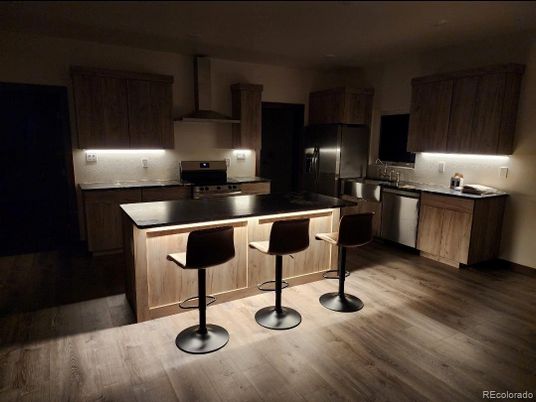 Interior, Kitchen, Stainless Steel Appliances, Wood Texture Flooring