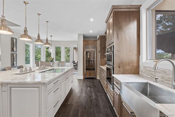 Interior, Kitchen, Pendant Lights, Recessed Lighting, Wood Texture Flooring