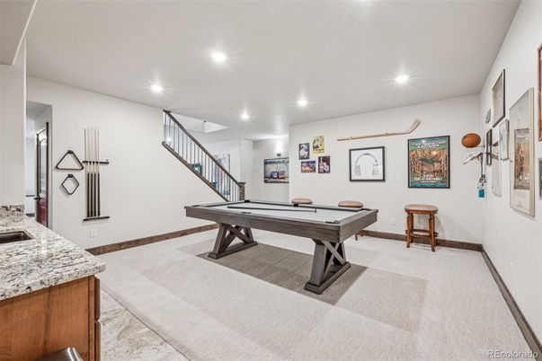 Billiard Table, Game Room, Interior, Recessed Lighting