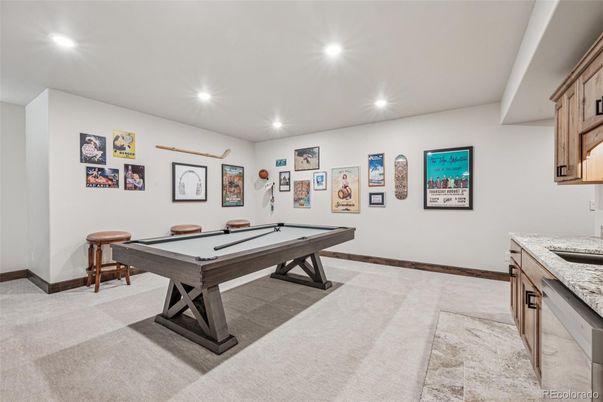 Billiard Table, Game Room, Interior, Recessed Lighting