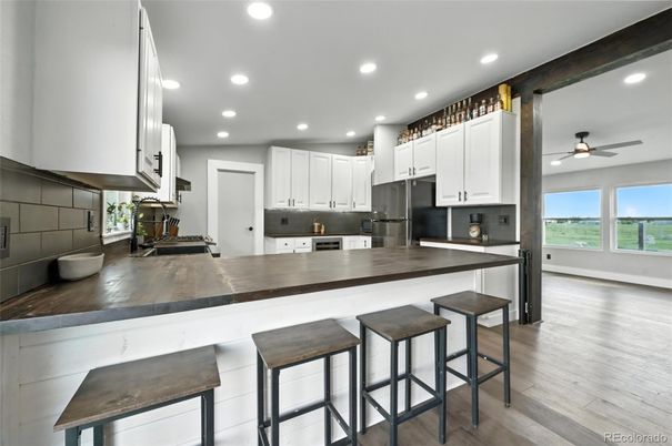 Interior, Kitchen, Recessed Lighting, Wood Texture Flooring