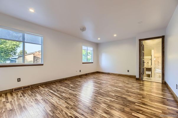Bathroom, Empty room, Interior, Recessed Lighting, Wood Texture Flooring