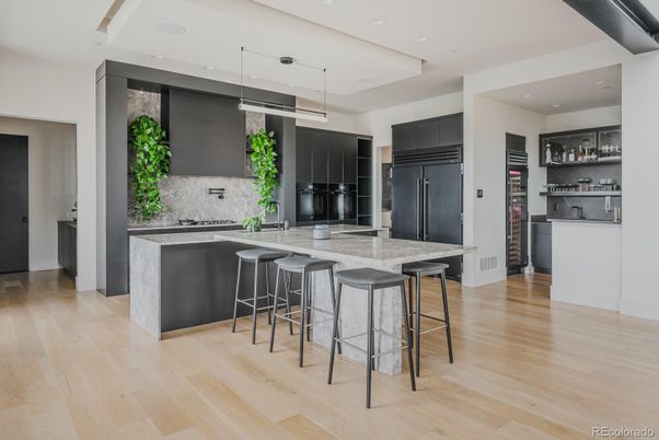 Interior, Kitchen, Pendant Lights, Recessed Lighting, Wood Texture Flooring