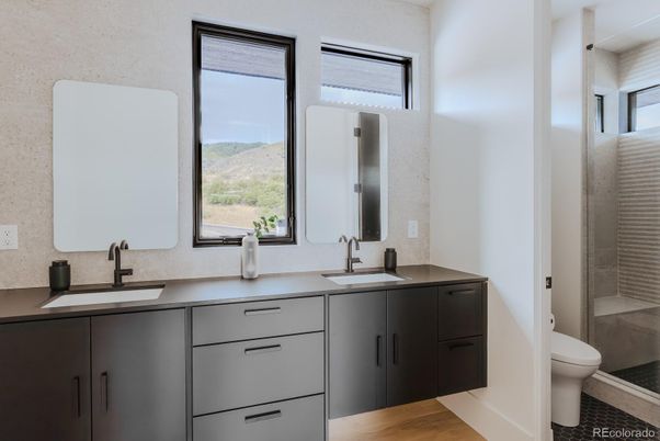 Bathroom, Dual Sink Vanities, Interior, Wood Texture Flooring