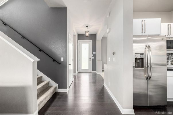 Interior, Kitchen, Pendant Lights, Stainless Steel Appliances, Wood Texture Flooring