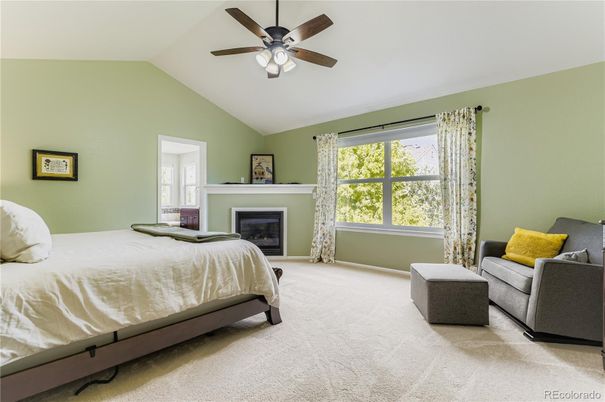Bedroom, Fireplace, Interior