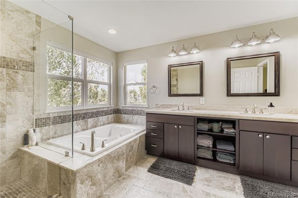 Bathroom, Dual Sink Vanities, Glass Shower, Interior, Recessed Lighting