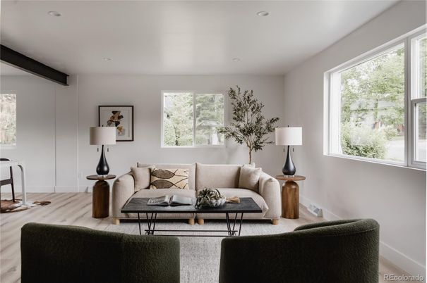 Interior, Living room, Recessed Lighting, Wood Texture Flooring