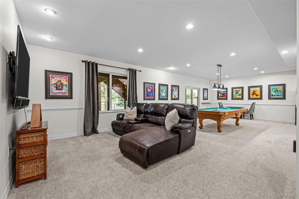 Billiard Table, Game Room, Interior, Living room, Pendant Lights, Recessed Lighting