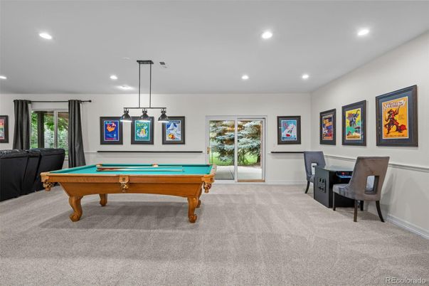 Billiard Table, Game Room, Home Office, Interior, Pendant Lights, Recessed Lighting