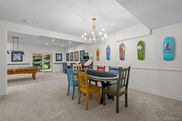 Billiard Table, Dining room, Game Room, Interior, Pendant Lights, Piano, Recessed Lighting