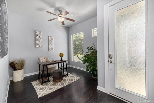 Home Office, Interior, Recessed Lighting, Wood Texture Flooring