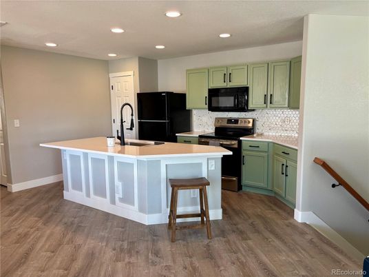 Interior, Kitchen, Recessed Lighting, Wood Texture Flooring