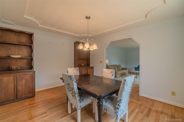 Chandelier, Dining room, Interior, Wood Texture Flooring
